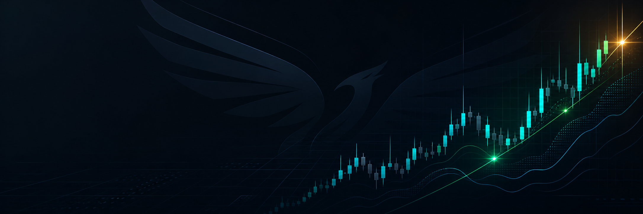 Rising candlestick chart with the Exittraderpro phoenix